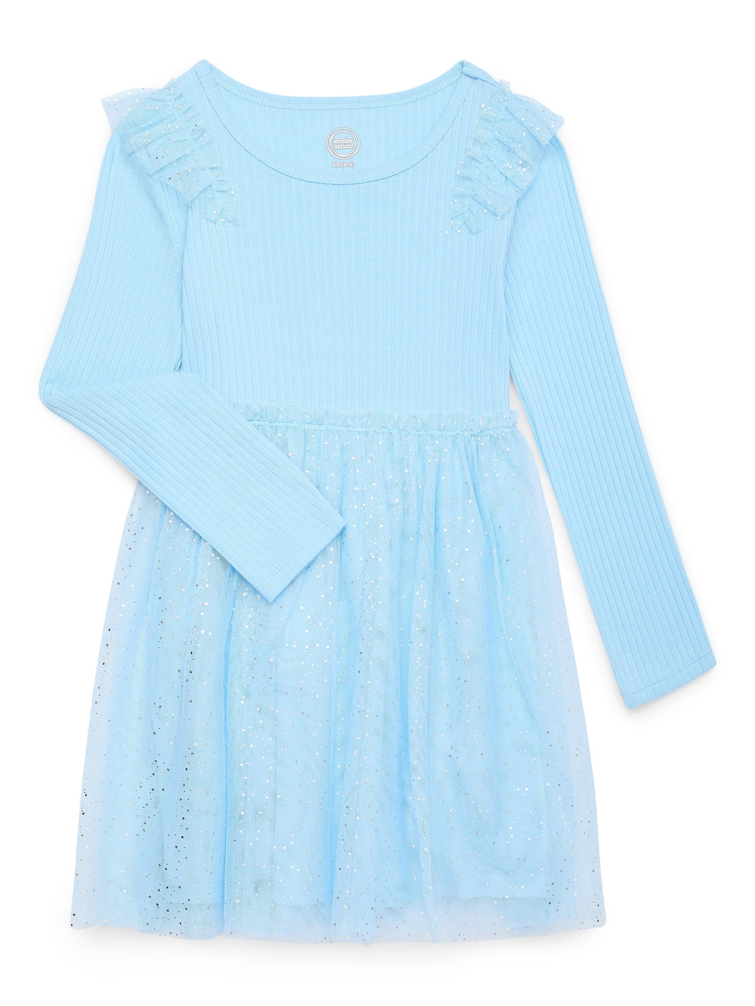 Wonder Nation Girls Long Sleeve Tutu Dress, Sizes 4-18 & Plus | Walmart (US)