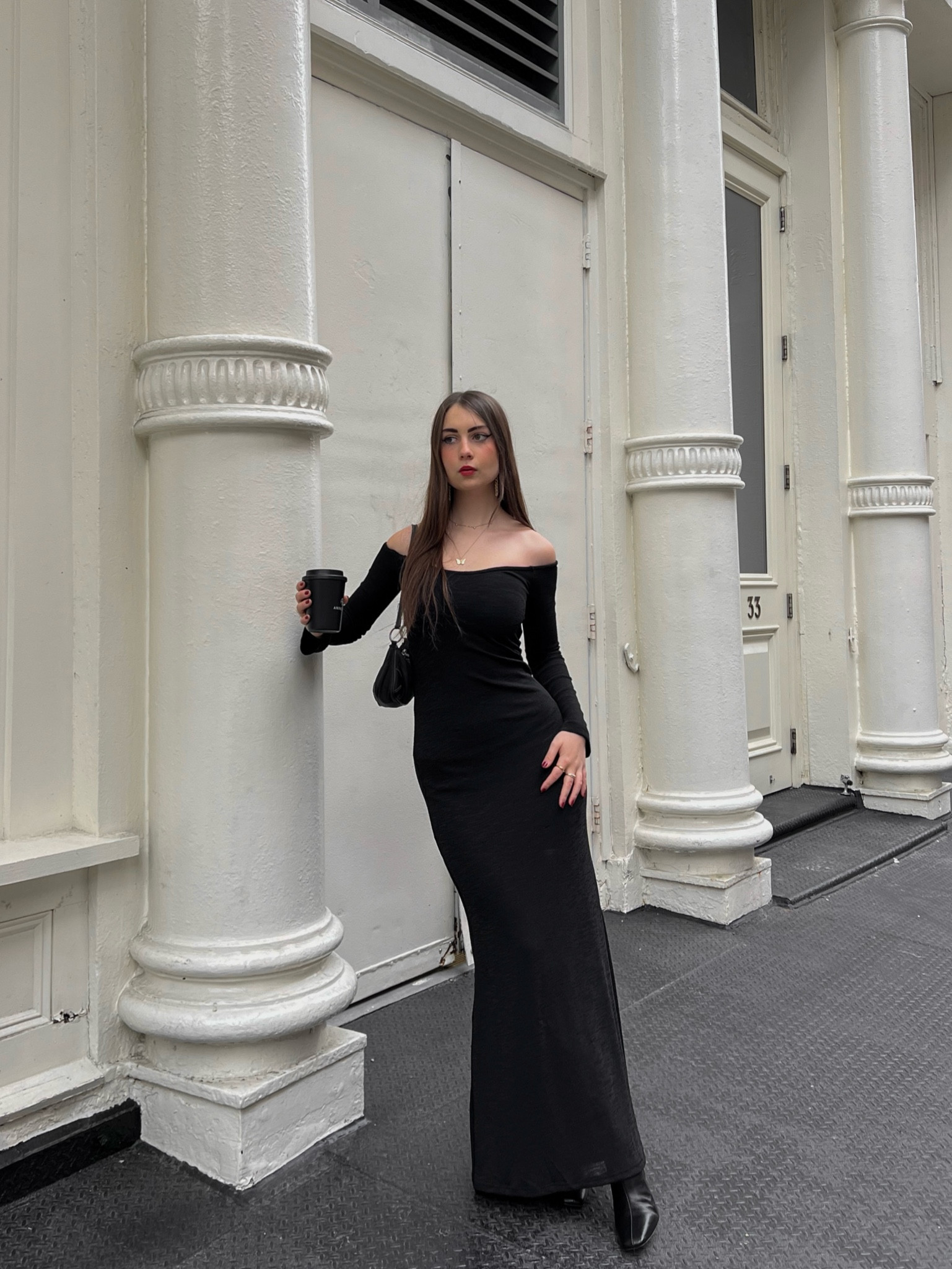 Dinner date outfit inspo 
Off the shoulder dress, maxi dress, black dress, red carpet look, elegant outfit ideas, classy outfits, party outfits, winter dresses, soho nyc, street style inspo, classy streetwear girls 

#LTKstyletip #LTKfindsunder100 #LTKparties