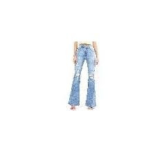 Cello Jeans Women's Juniors High Rise Ripped Denim Bell Bottom Flares | Amazon (US)