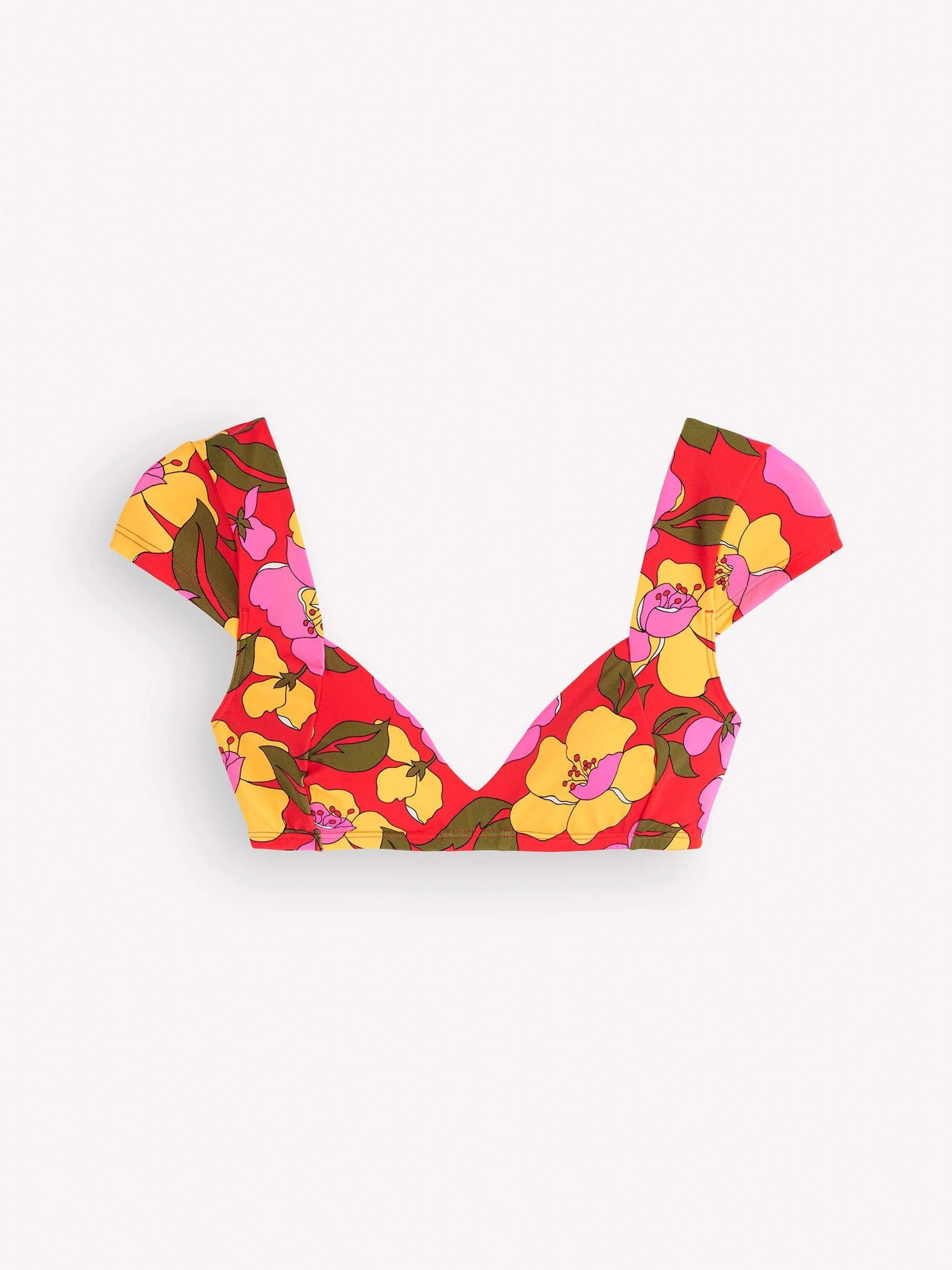 Boden Boden Red Sweetheart Sleeve Bikini Top | Next US