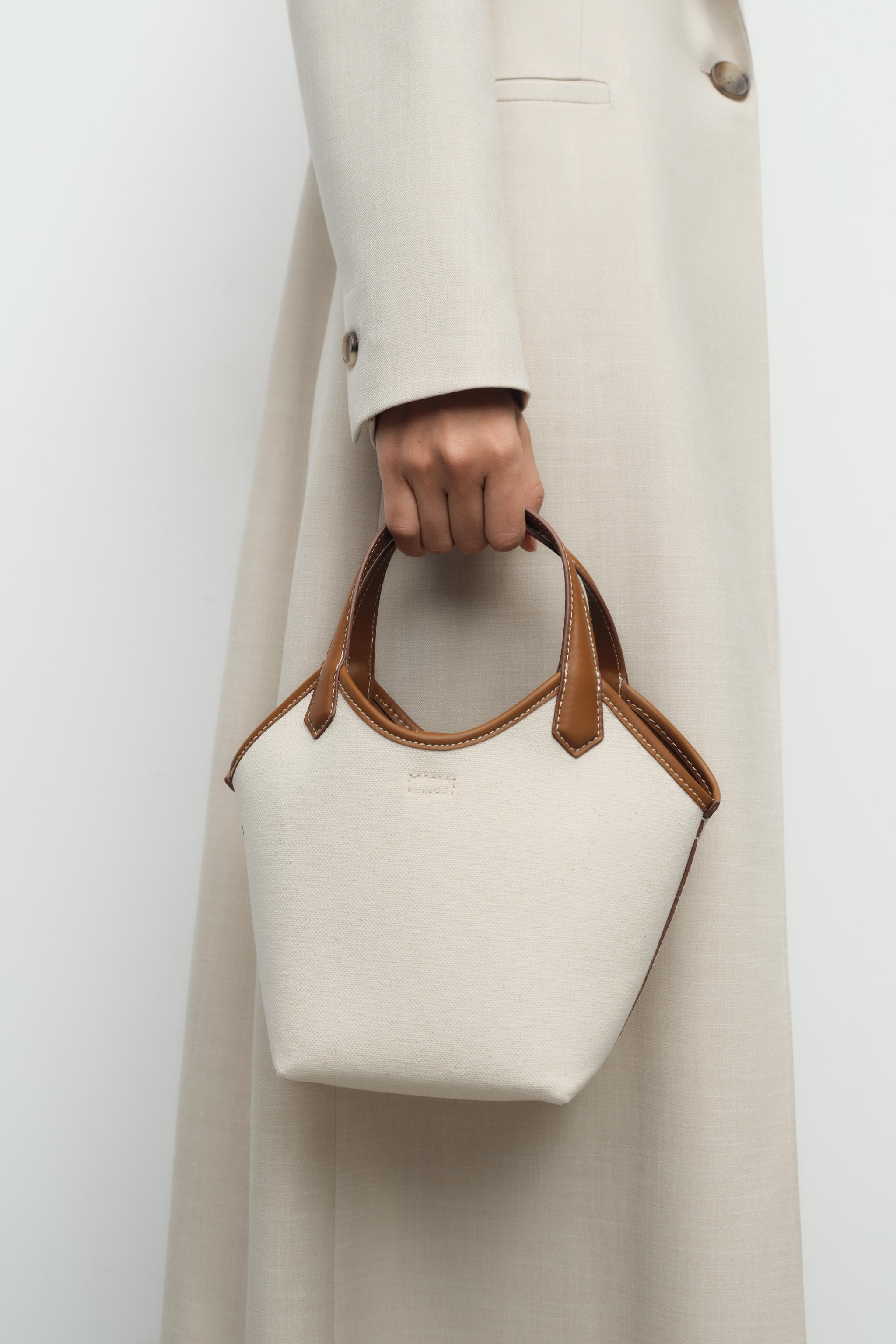 CONTRAST CANVAS MINI SHOPPER | Zara US