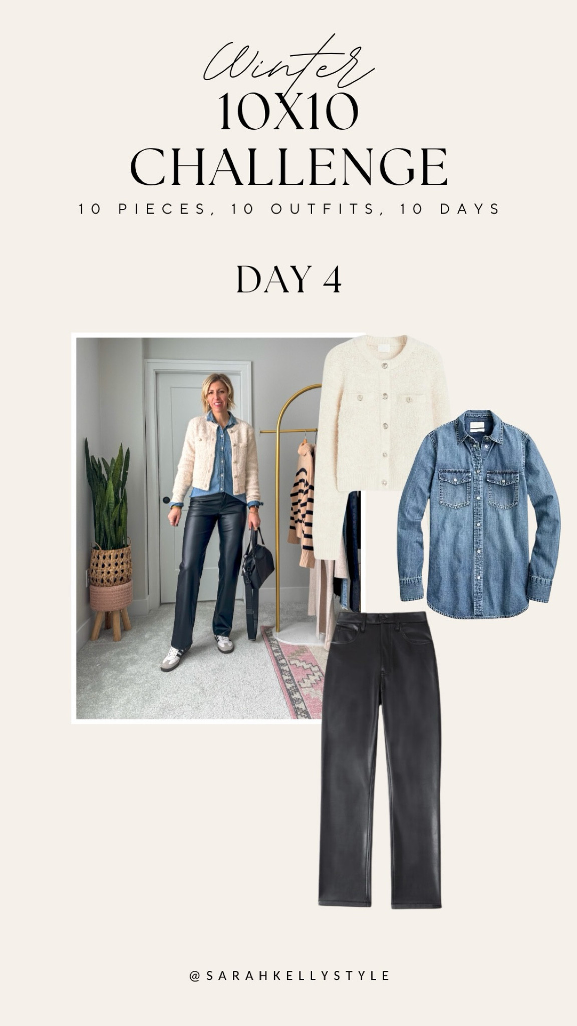 Winter 10x10 Challenge - 10 pieces, 10 outfits, 10 days - Wide Leg Jeans, High Rise Straight Jeans, Vegan Leather Straight Pants, Bouclé Cardigan, Oversized Wool-Cotton Sweater, Lightweight Cashmere Turtleneck Sweater, Mid Rise Straight Jeans, Stripe Sweater, Oversized Knitted Coat, Chambray Shirt

#LTKstyletip #LTKover40 #LTKSeasonal