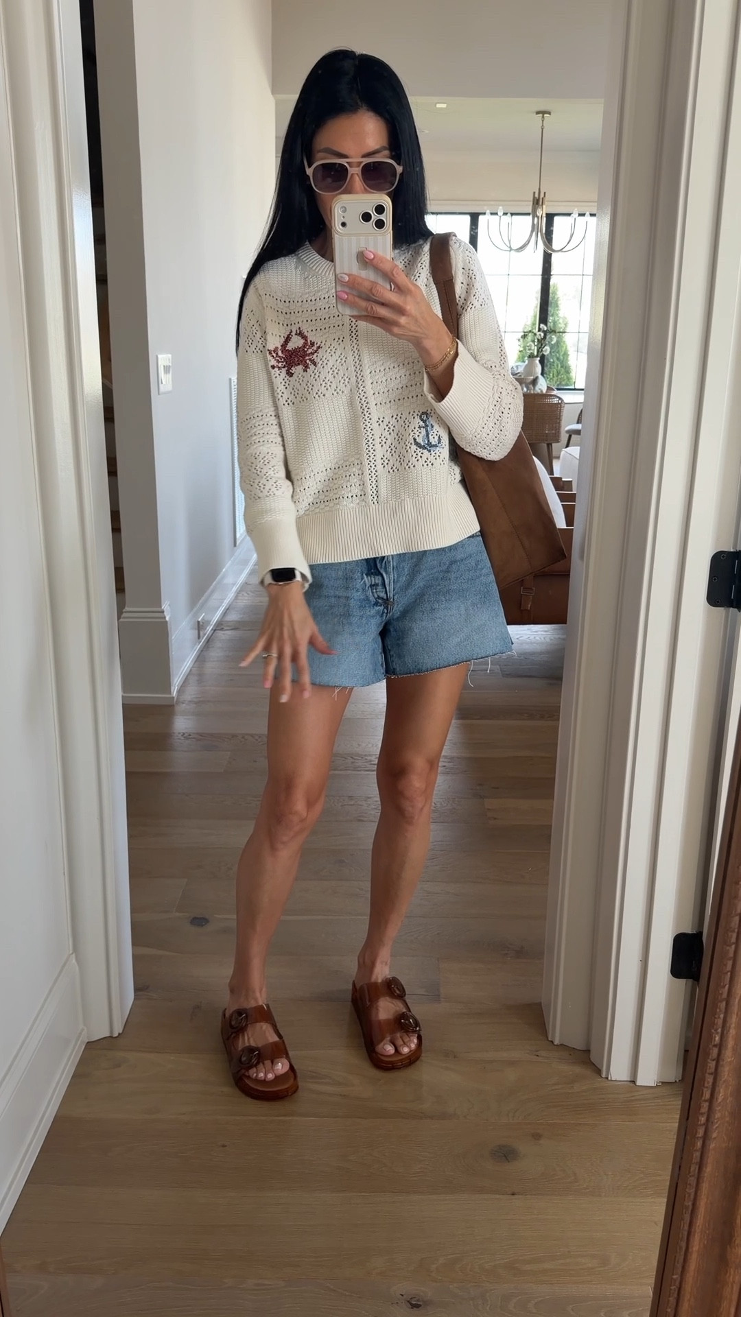 OOTD. Love this sweater. It’s so pretty! The shorts are so comfy! Wearing size 0 in shorts and small in sweater 

#LTKootd #LTKmomlife #LTKgrwm