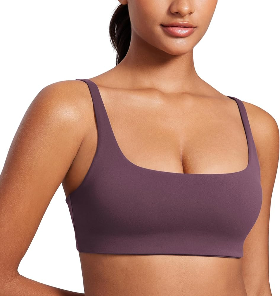 CRZ YOGA Butterluxe Square Neck Sports Bras for Women - Spaghetti Strap Yoga Wireless Low Coverag... | Amazon (US)