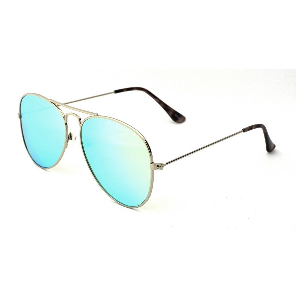 Women's Aviator Sunglasses with Green Mirror Lens - Wild Fable Light Silver, Green/Silver | Target