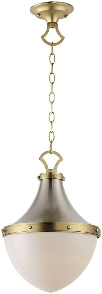 Maxim Lighting Conrad 1-Light 12" Pendant | Satin Nickel/Satin Brass Finish | White Glass Shade |... | Amazon (US)