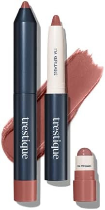 treStiQue Matte Lip Crayon, Matte Lipstick With Built-in Lip Gloss Balm, 2-in-1 Lip Liner Set With L | Amazon (US)