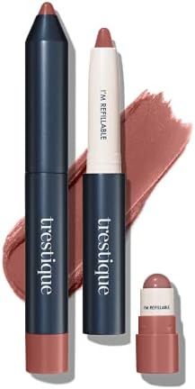 treStiQue Matte Lip Crayon, Matte Lipstick With Built-in Lip Gloss Balm, 2-in-1 Lip Liner Set With L | Amazon (US)