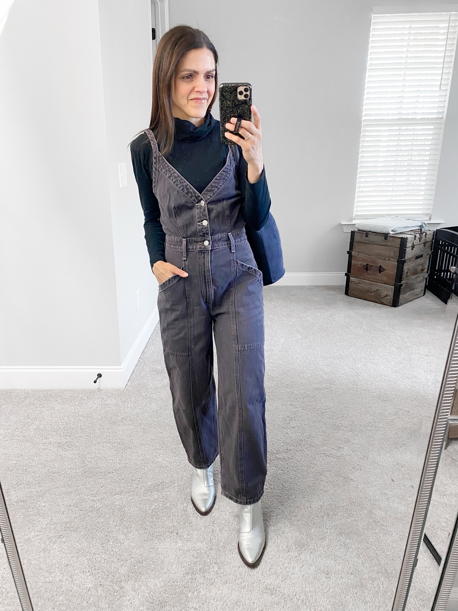 Repeater outfit — overalls, metallic boot, turtleneck. Perfect way to Winterize your sleeveless jumpsuits! 

#LTKStyleTip