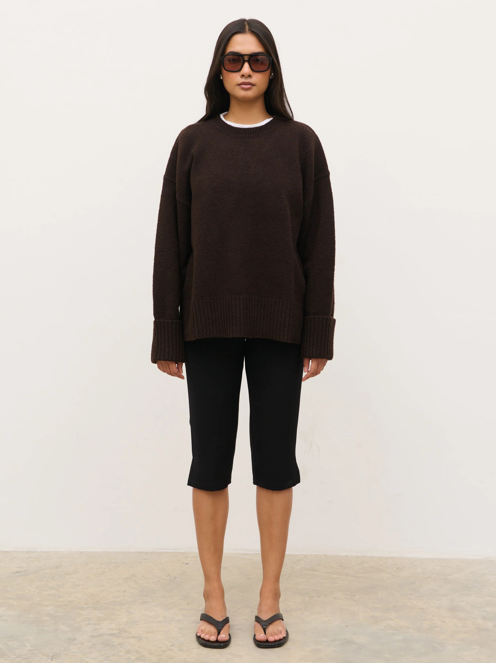 Camille Oversized Borg Jumper - Brown | Pretty Lavish (UK)