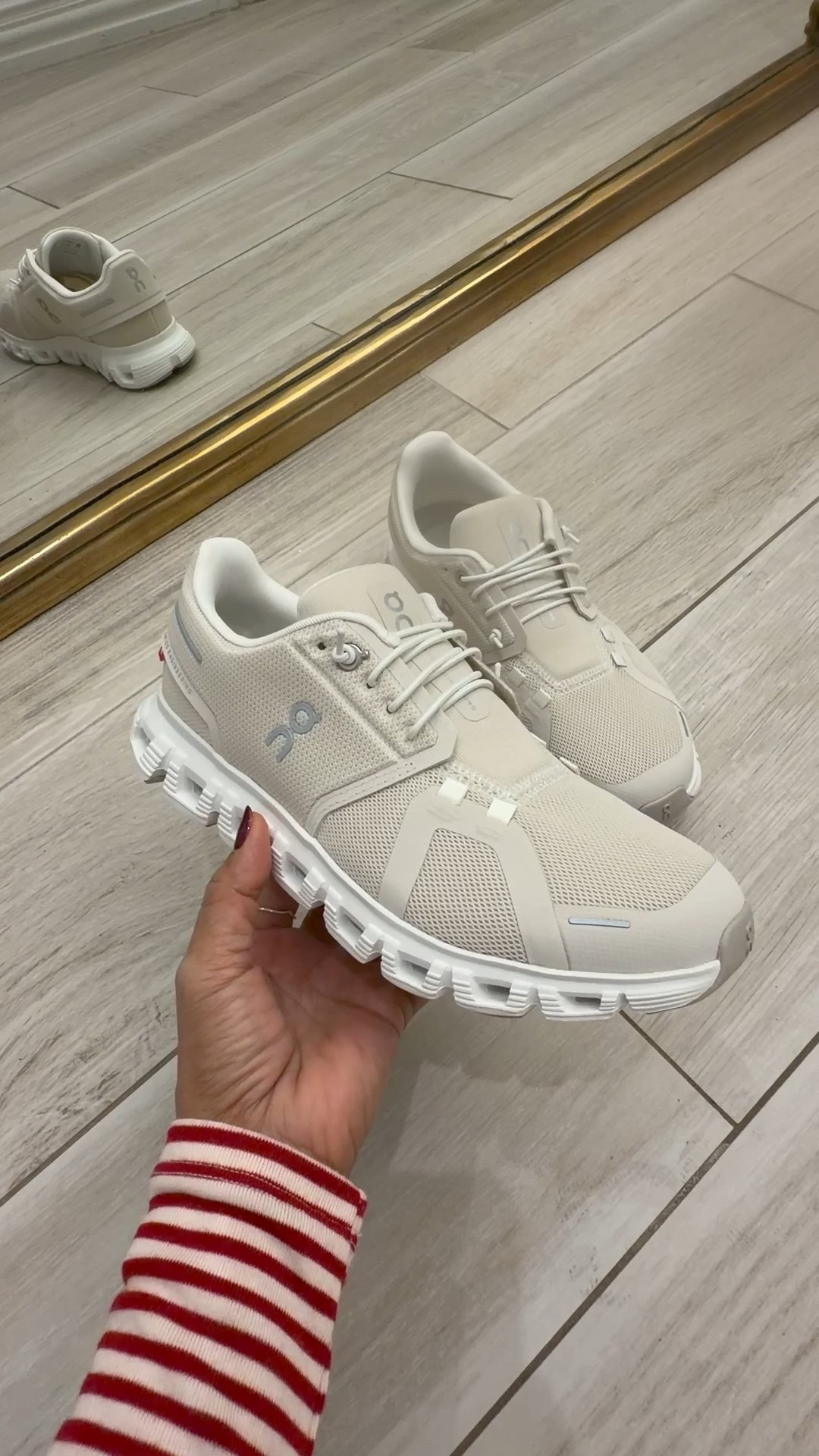 Loving this new color! These are for everyday, travel, airport, Disney or sightseeing, for work if you’re in your feet a lot, walking; not heavy work out. Very comfy. Fit tts. Color is Pearl White; comes in more color options. 

#LTKGiftGuide #LTKOver40 #LTKfitnessgoals