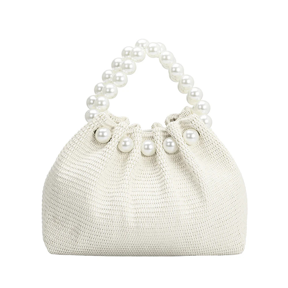 White Josie Small Straw Top Handle Bag | Melie Bianco | Melie Bianco