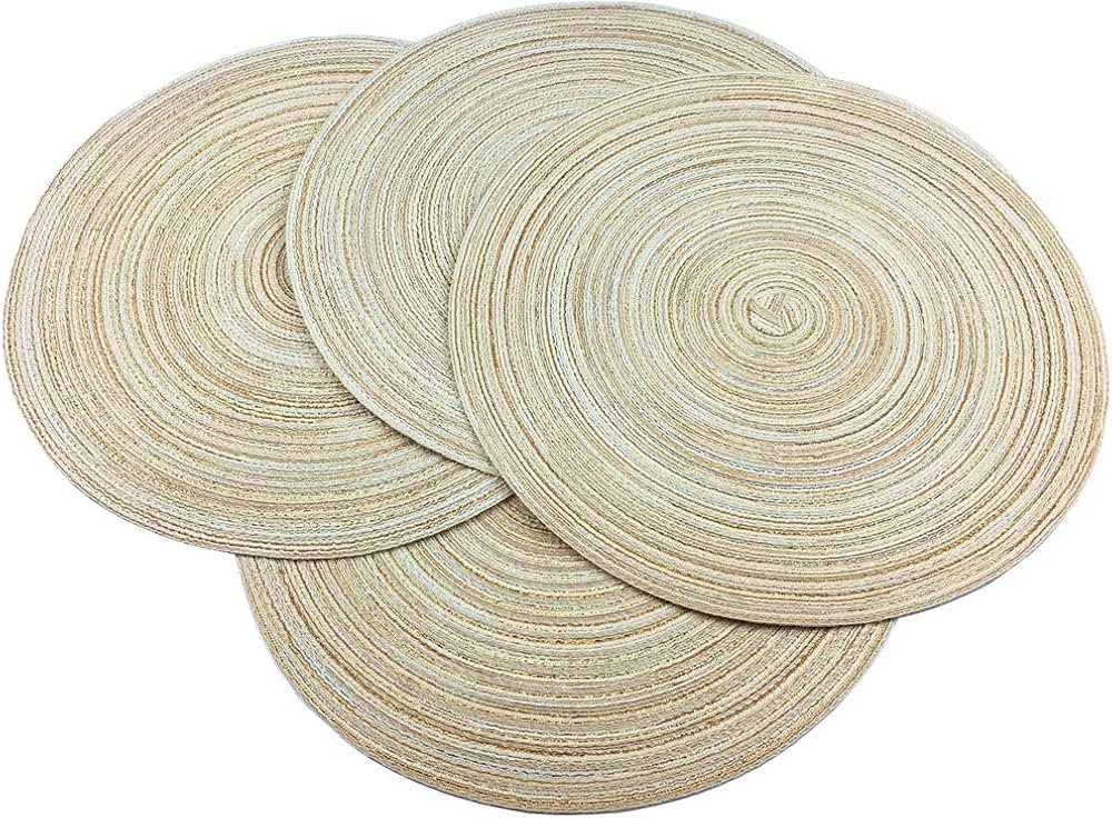 Red-A，Placemats,Round Placemats for Dining Table Set of 4 Woven Heat Resistant Non-Slip Kitchen... | Amazon (US)
