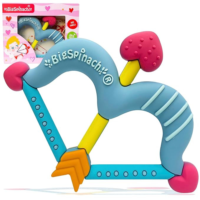 BIGSPINACH Teethers Heart Shape Silicone Baby Teether Toy Easy for Little Hands to Hold,Cupid Bow... | Amazon (US)