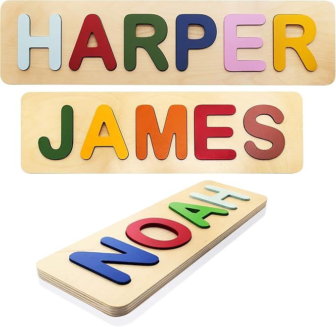 Personalized Name Puzzles for Toddlers, Kids - Wooden, Up to 12 Letters Custom Early Learning Toy... | Amazon (US)