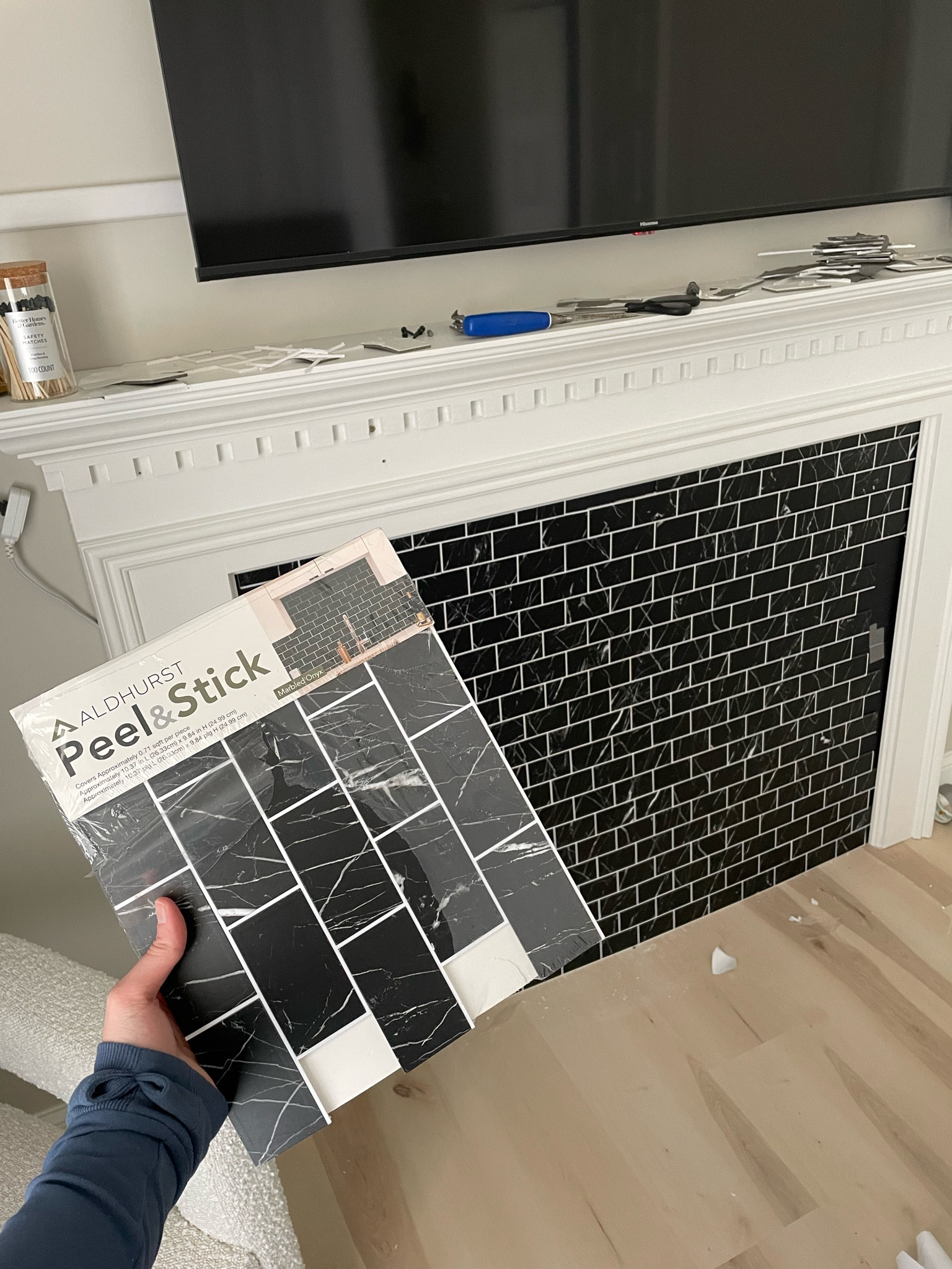 The peel & stick tiles I used for the guest room fireplace mantel. Probably the best peel & stick tiles I’ve ever come across! They’re super sturdy, but you can score & cut them as needed. Def more heavy duty, so I’d attach them to a poster board if you’re looking for something renter friendly. If you’re looking for an affordable “permanent” option for your home though, these black marble onyx tiles are 10/10. Let me know if you have any questions in the comments!



#LTKHome #LTKFindsUnder50 #LTKFindsUnder100