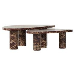 Zayden Modern Classic Merlot Red Solid Marble Coffee Nesting Tables | Kathy Kuo Home