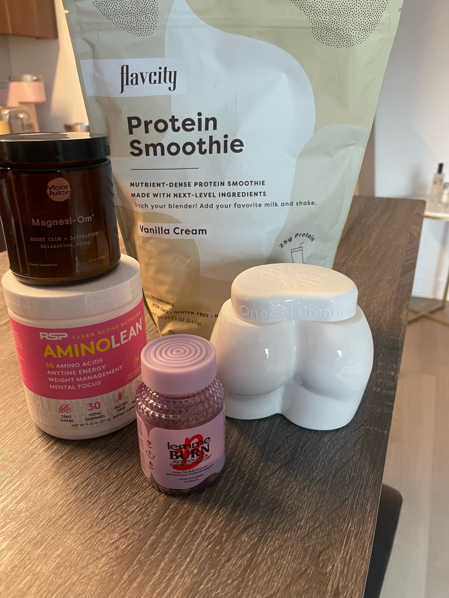 My current health stack 🔥

Flavcity Protein Smoothie- one of the cleanest on the market with zero BS or filler 

One Sol Creatine- aids in muscle repair and gains🍑-cognitive health-replenished what is naturally produced

Lemme Burn- metabolism booster-packed with B Vitamins

Amino Lean- clean BCCA’s- aid in muscle repair- great for pre workout- energy benefits

Magnesi-Om- promotes relaxation and restful sleep

#LTKbeauty #LTKfindsunder50 #LTKMostLoved