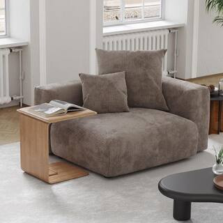 39 in. Square Arm Large Corduroy Polyester Accent Square Corner Modern Sofa in Brown | The Home Depot