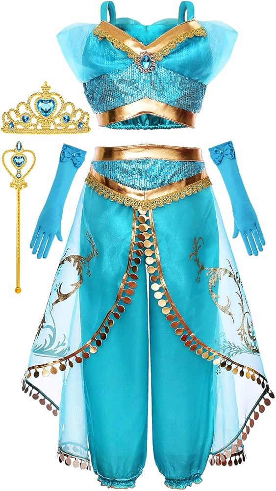 Arabian Princess Costume for Girls Dress Up Birthday Halloween Party with Tiara and Wand | Amazon (US)