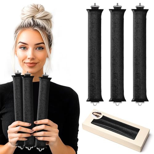 Heatless Curling Rod Headband, Heatless Curler No Heat Curls Ribbon with Hair Clips and Scrunchie, Sleeping Curls Silk Ribbon Hair Rollers (Upgraded Set-Black) | Amazon (US)