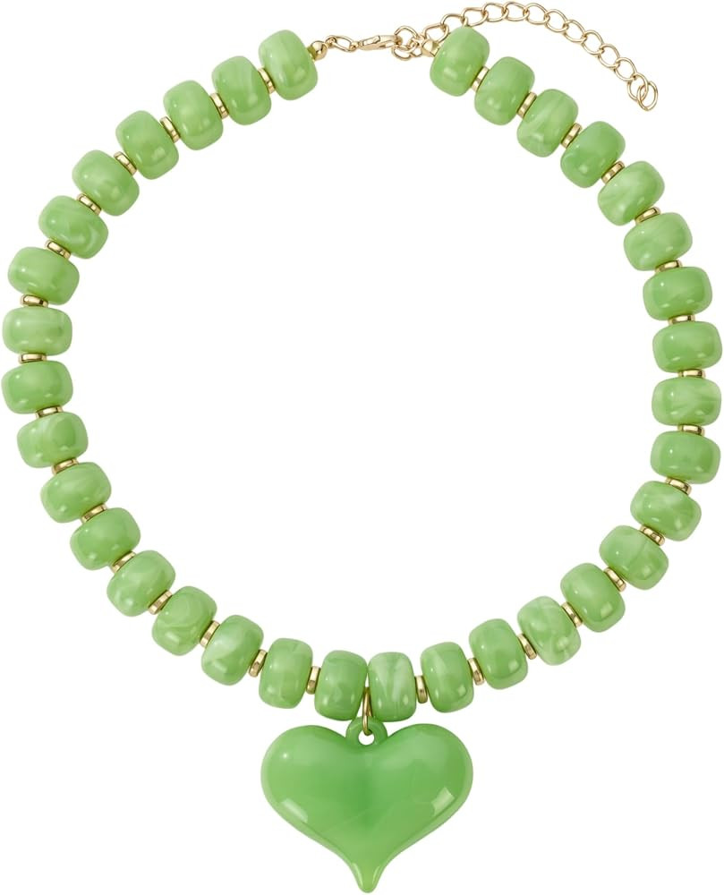 Chunky Heart Colorful Beaded Statement Chokers Necklace | Amazon (US)