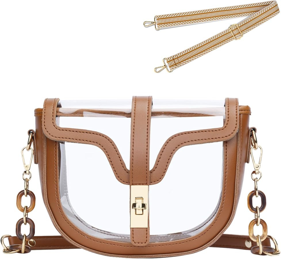 KKXIU Clear Crossbody Bag for Women Stadium Approved Vegan Leather Concert Shoulder Sports See-Th... | Amazon (US)