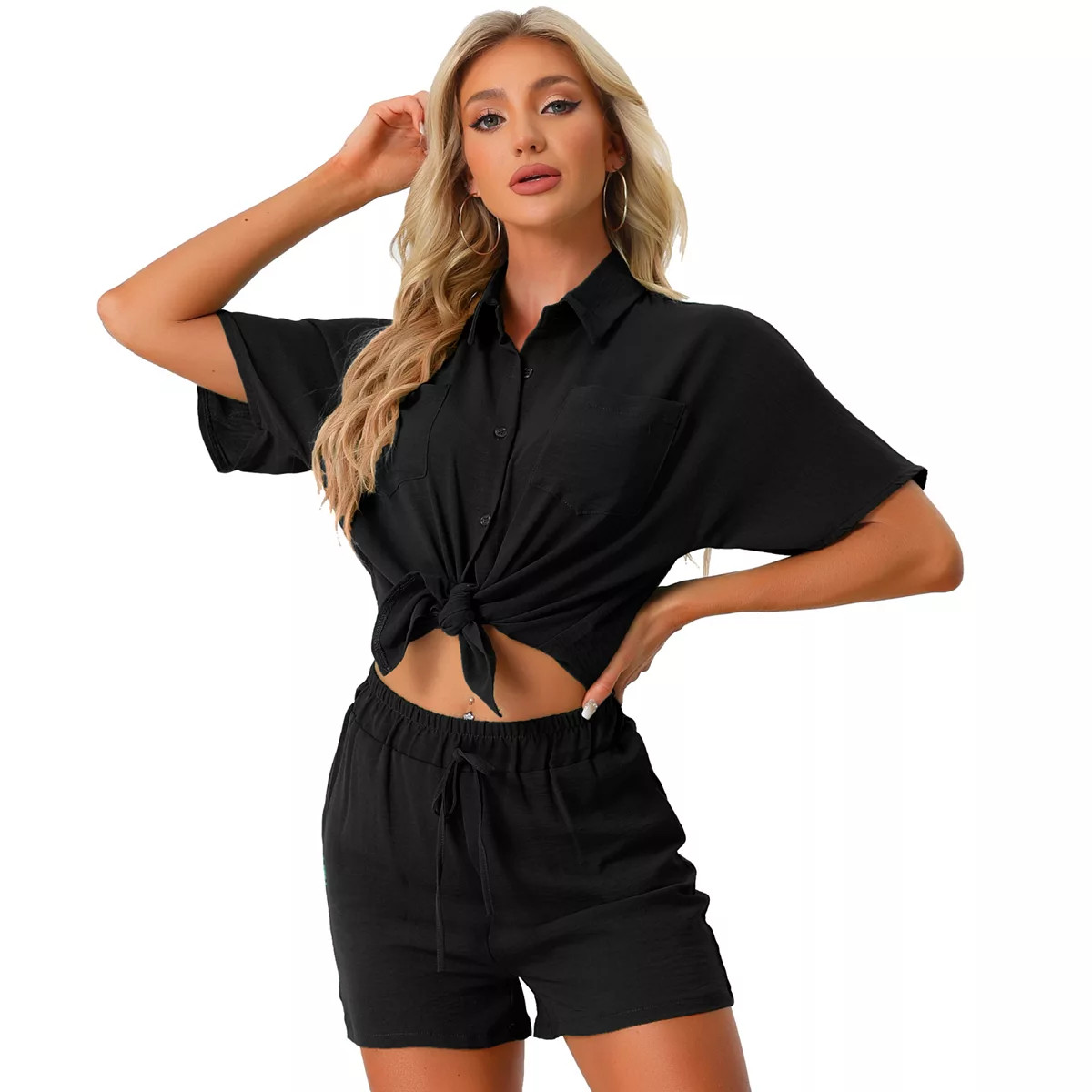 Women's Shirts And Shorts Linen 2 Piece Outfits Casual Set | Kohl's