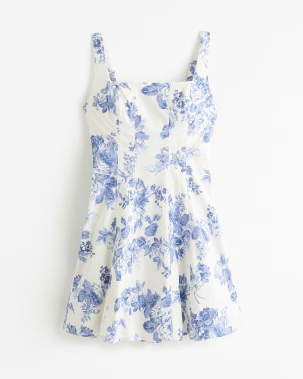 Stretch Cotton A-Line Mini Dress | Abercrombie & Fitch (US)