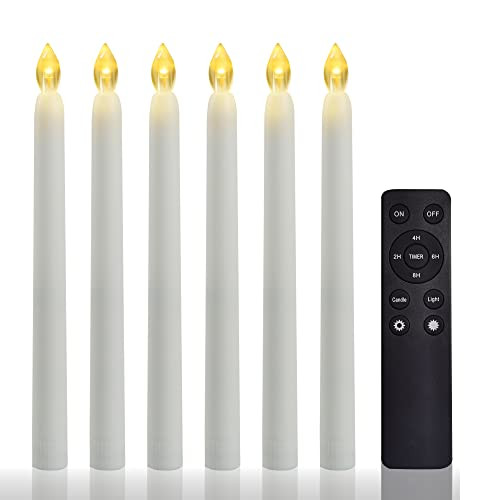 CANDLE CHOICE Flameless Taper Candles with Remote Timer 9” Tall Flicking Fake Battery Operated Electric LED Candlesticks for Candelabra Wedding Christmas Window Decorations Table Centerpiece 6 PCS | Amazon (US)