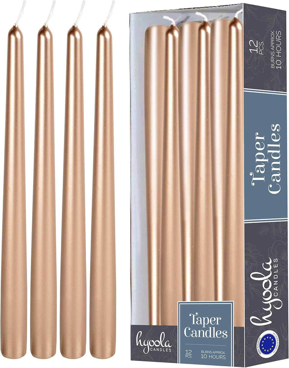 12 Pack Tall Metallic Taper Candles - 12 Inch Copper Metallic, Dripless, Unscented Dinner Candle ... | Amazon (US)