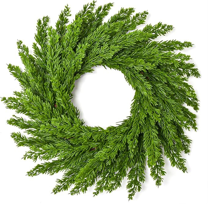 Christmas Wreaths for Front Door,Norfolk Pine Wreath Green Pine Branches Artificial Christmas Wre... | Amazon (US)