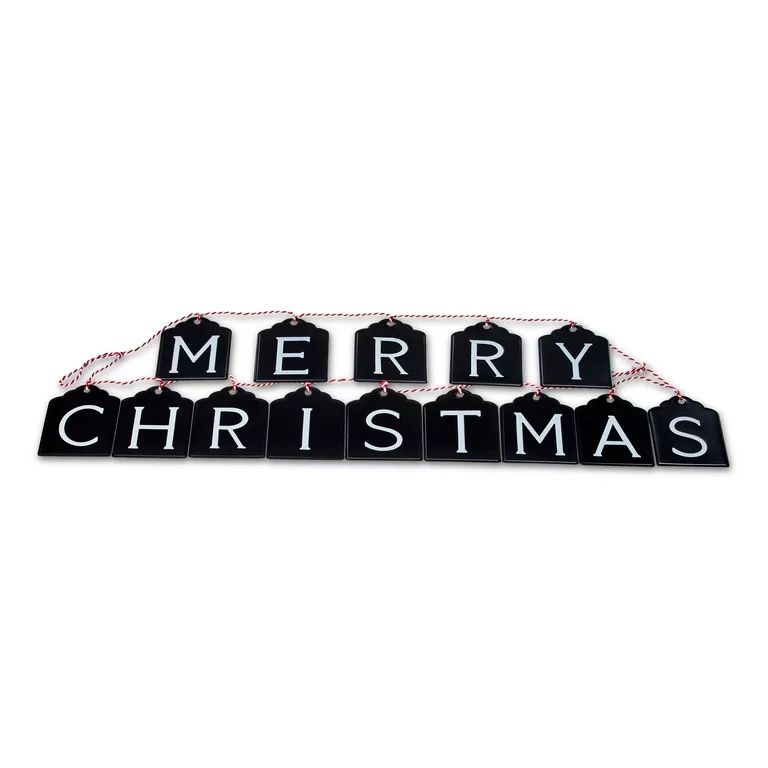 6 ft Black Metal Merry Christmas Mantel Hanging Decor Garland 6ft, by Holiday Time | Walmart (US)