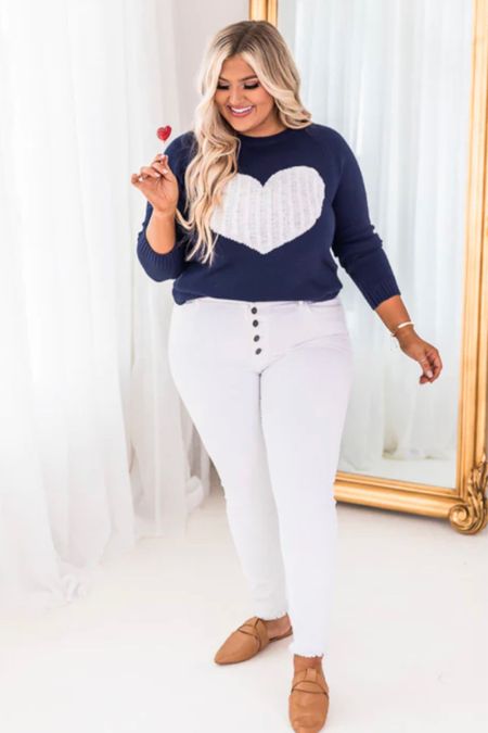 This Valentine’s Day sweater is super cute and perfect for plus size Valentine’s Day outfits! 

#LTKunder50 #LTKcurves
