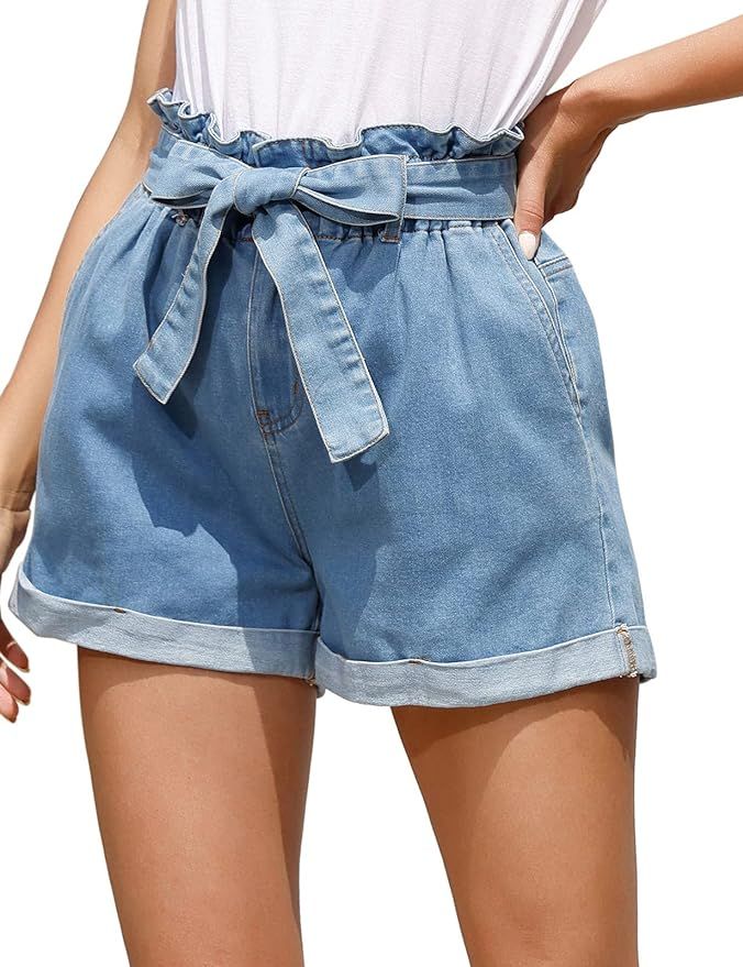 GRACE KARIN Women Bowknot Tie Waist Summer Casual Shorts with Pockets | Amazon (US)