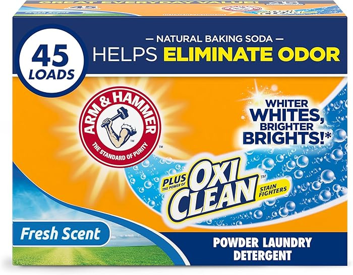 Arm & Hammer Plus OxiClean Powder Laundry Detergent, Fresh Scent, 45 Loads, 3.48 Pound (Pack of 1... | Amazon (US)