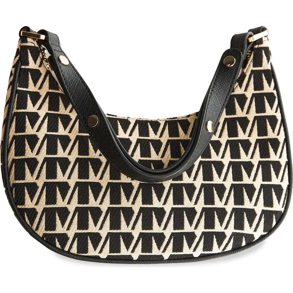 MANGO Logo Jacquard Shoulder Bag in Black at Nordstrom | Nordstrom
