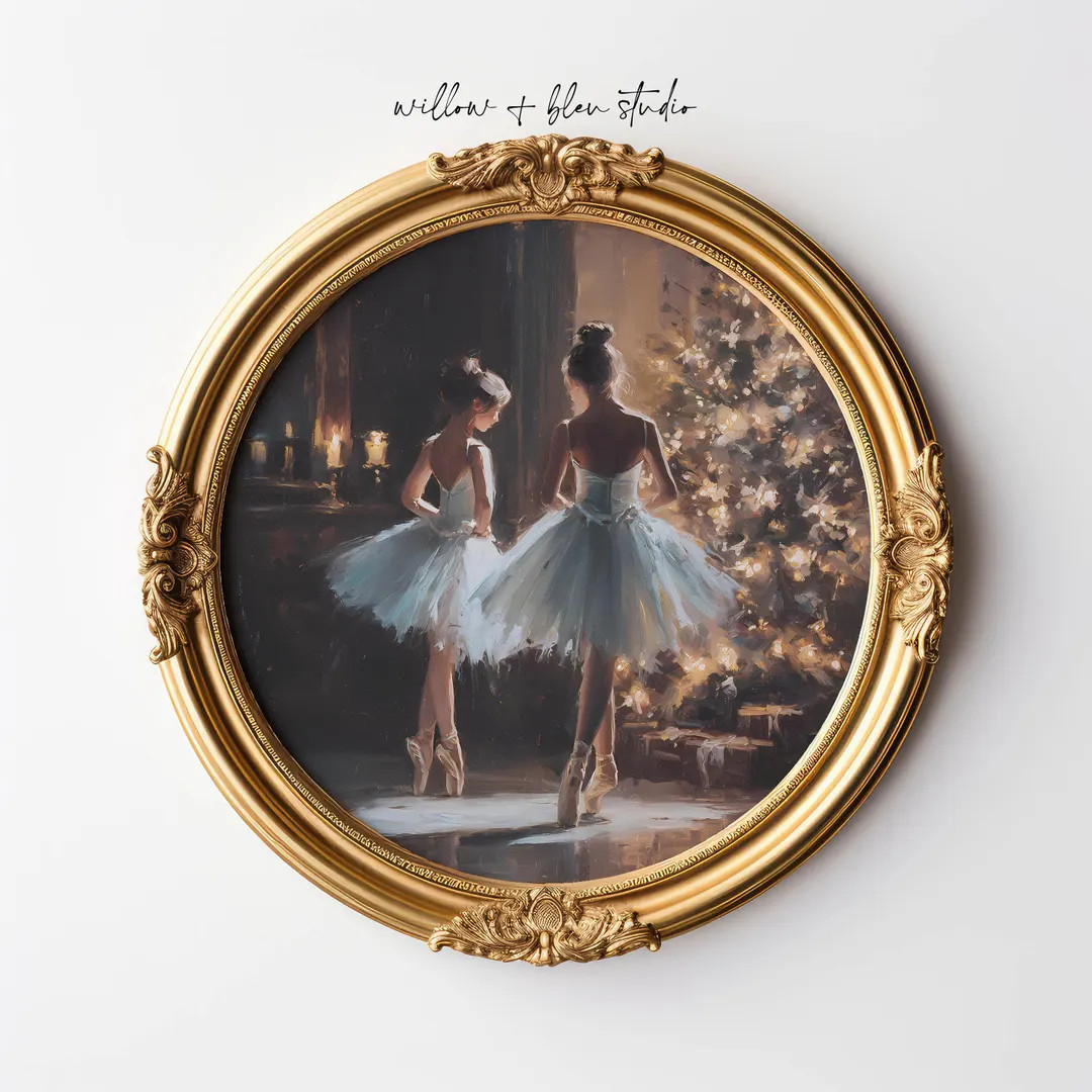 Christmas Ballet Printable Wall Art, Nostalgic Holiday Home Decor, Square Digital Download - Etsy | Etsy (US)