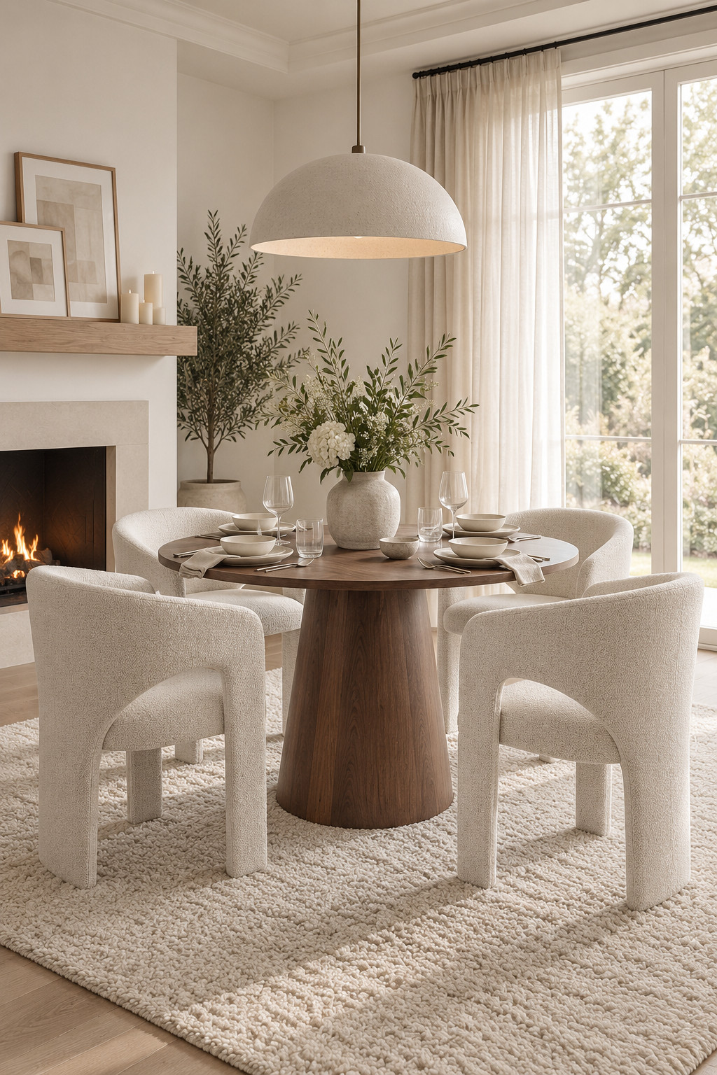This dark wood and cream combo is perfect for fall 😍 The round pedestal table adds so much warmth while the textured chairs keep everything soft and modern. I’d add simple greenery, candles, and neutral dinnerware for an easy fall dining room refresh.
#WayfairFinds #RoundDiningTable #BoucleDiningChairs #DiningRoomDecor #FallDiningRoom #FallRefresh #WayfairLaborDaySale #LaborDaySale #CozyFallHome #ModernOrganic #NeutralDiningRoom #FallHomeInspo #DiningTableSet #WayfairSale #HomeDecorFinds 

 #LTKSeasonal #LTKHome #LTKSaleAlert
