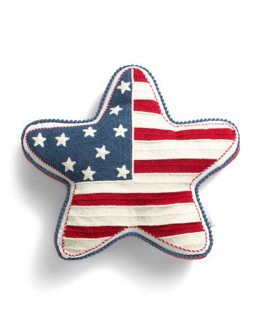 16in Americana Star Embroidered Ruffle Trim Pillow | TJ Maxx