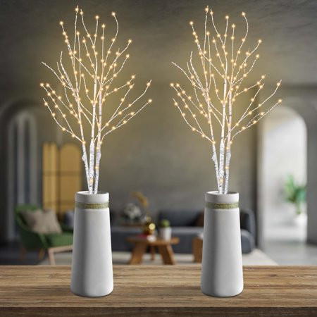 Yescom 6Pcs Lighted Birch Branches 33 150 LED DIY White Willow Branch Lights Twig Stake for Christma | Walmart (US)