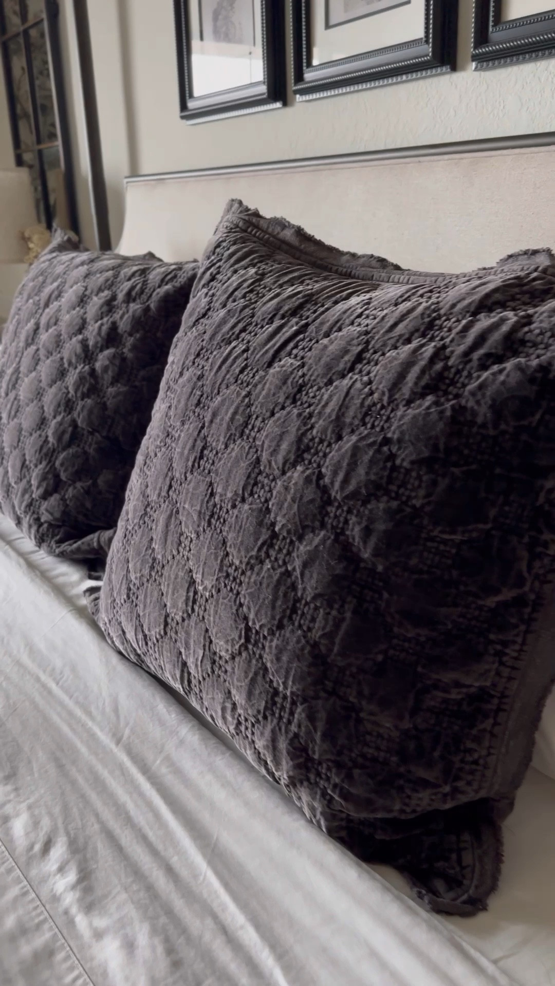 My velvet Euro shams in the Gray! SUCH a pretty fabric! Matches great with all my other bed pillows! Lumbar pillow is the Slate in 12z46.

#LTKsalealert #LTKstyletip #LTKhome