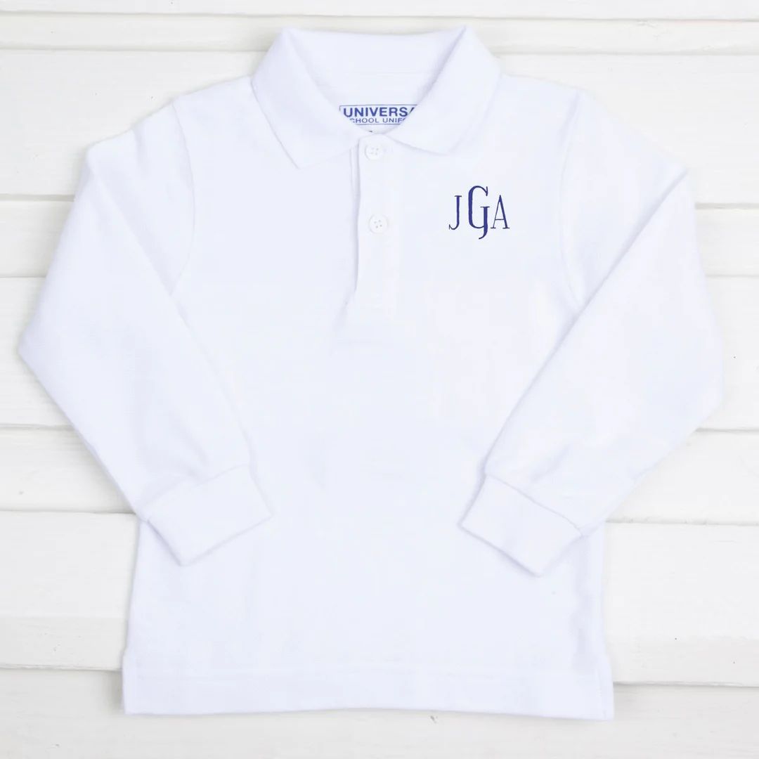 Monogram Long Sleeve Polo Shirt | Classic Whimsy