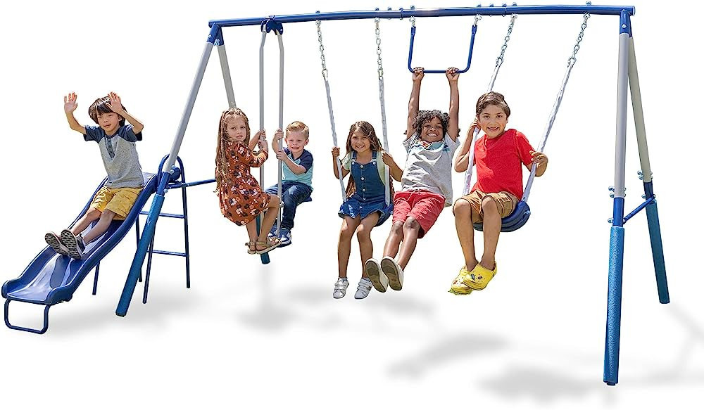 Sportspower Arcadia Swing Set - Outdoor Heavy-Duty Metal Playset for Kids Multicolor | Amazon (US)