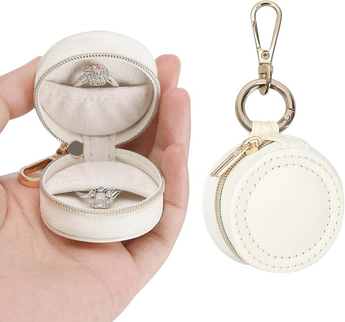 Jewelry Ring Holder Box with Keychain, Portable Gym Jewelry Storage Box Case, Small Travel Ring E... | Amazon (US)