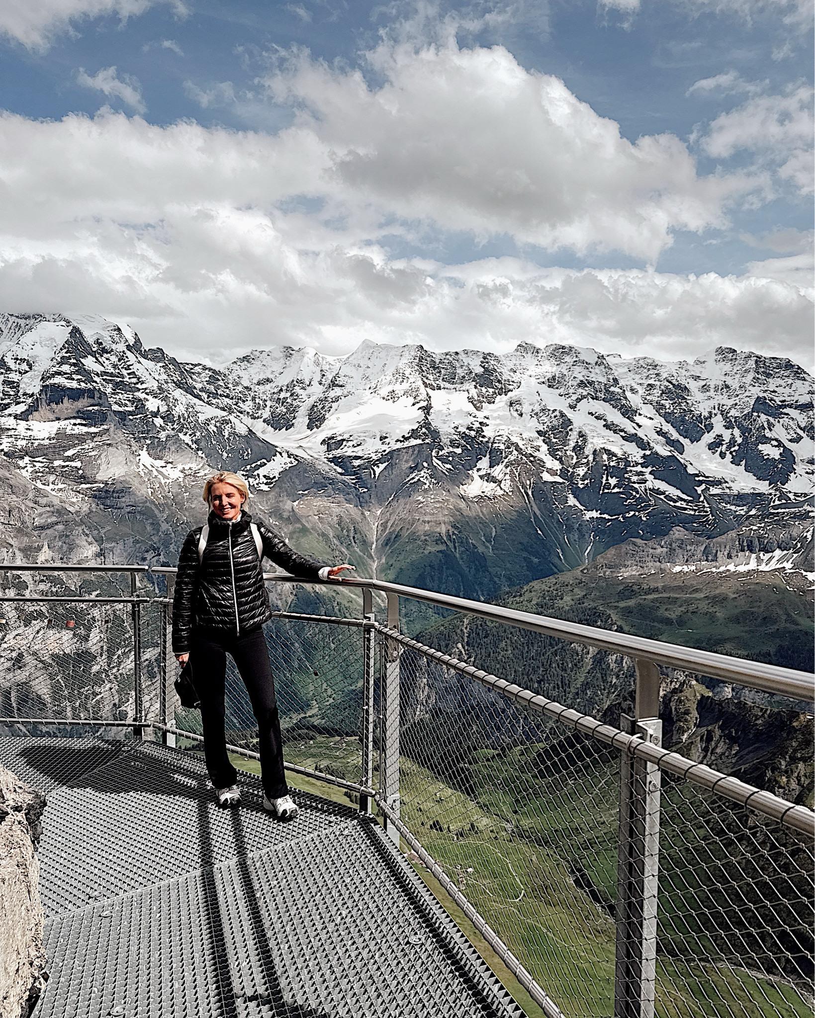 At the skyline revolving restaurant, Schilthorn, that has 360-degree panoramic views of the Eiger, Mönch and Jungfrau peaks (along with 200 others)! 

Layers were the name of the game for this day. I started with a white tee and Spanx Booty Boost pants, then added a Lululemon jacket. For additional layers, I wore my Herno puffer and Northface raincoat as needed. 

#LTKSeasonal #LTKTravel