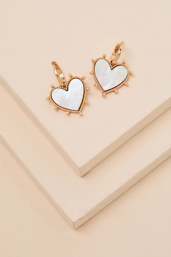 Alfira White Heart Charm Earrings | Lulus