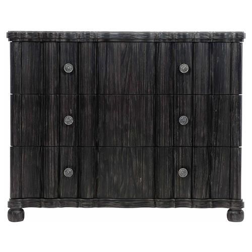 Maurene French Country Black Wood 3 Drawer Dresser | Kathy Kuo Home