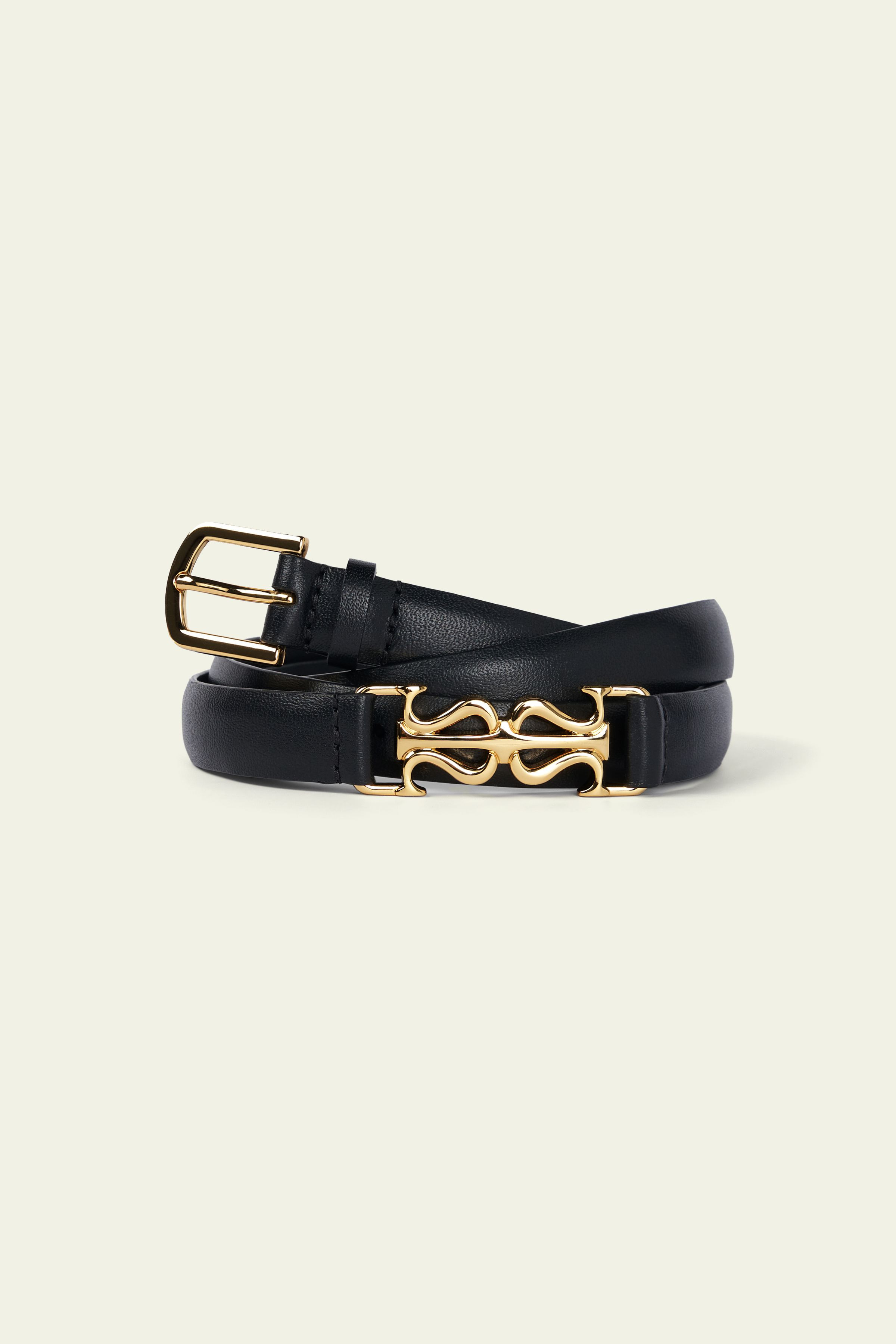 LS Clasp Leather Skinny Belt | LILYSILK
