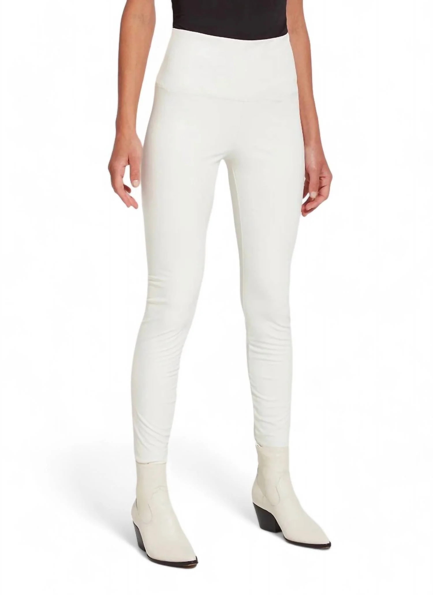 Textured Leather Legging In Snow White | Shop Simon
